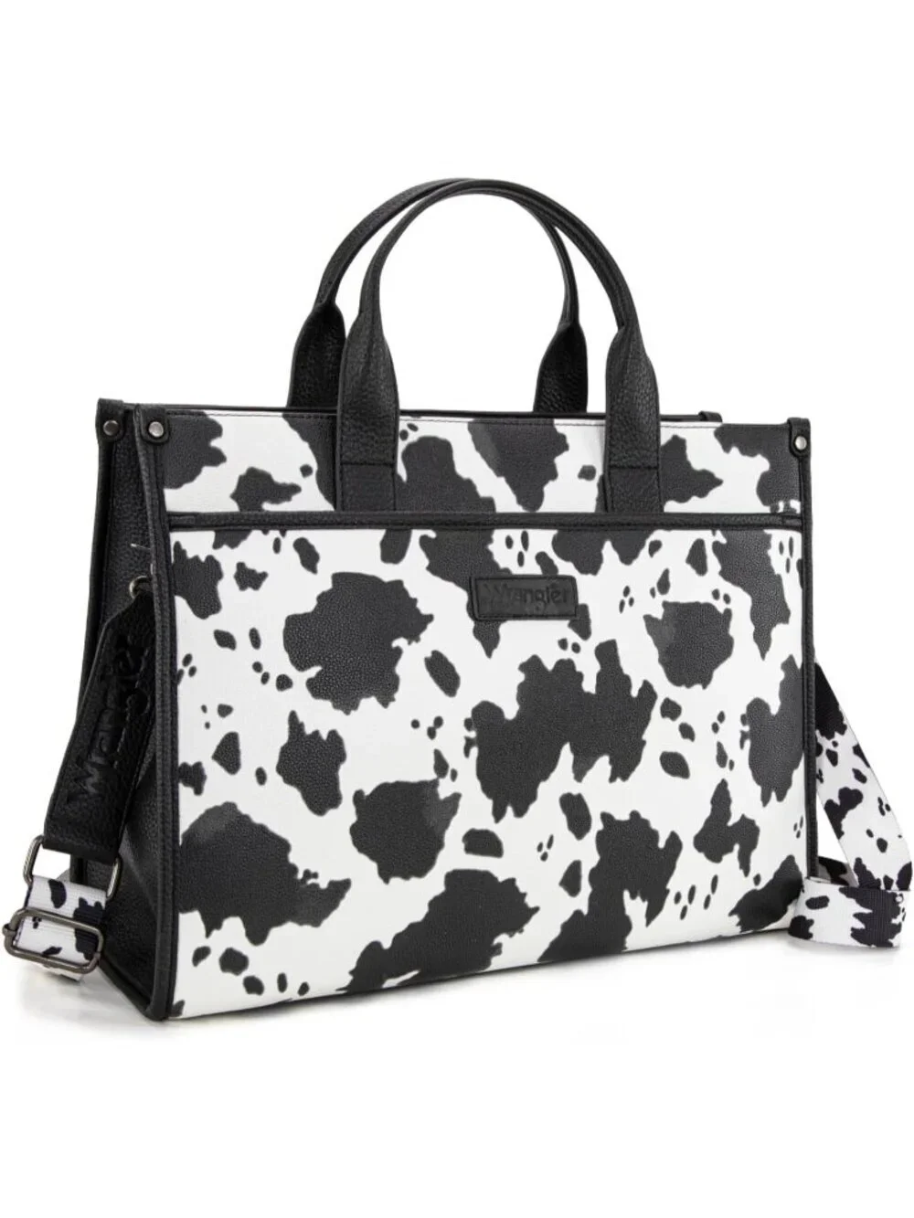 Women's Cow-black Business Briefcase Handbag Adjustable Shoulder Strap Tote Bag